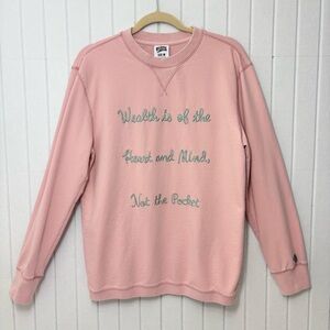 Billionaire Boys Club Pink Embroidered Quote Crewneck Sweatshirt – Size M